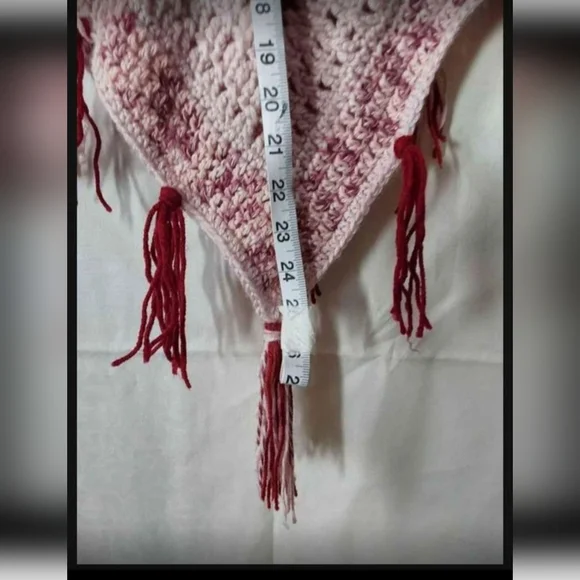 Crochet Poncho, Girl's size Large Pink and Red Colors Handmade Crochet Poncho - Picture 7 of 7